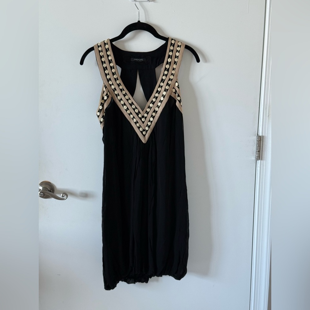 Patrizia Pepe Black and Gold Embellished Mini Sundress